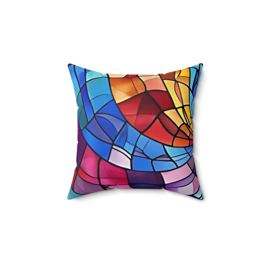 Vibrant Stained Glass Pillow | Colorful Home Decor | Ideal for Living Room, Bedroom, and Gifts for Art Lovers, Festivals, Housewarming