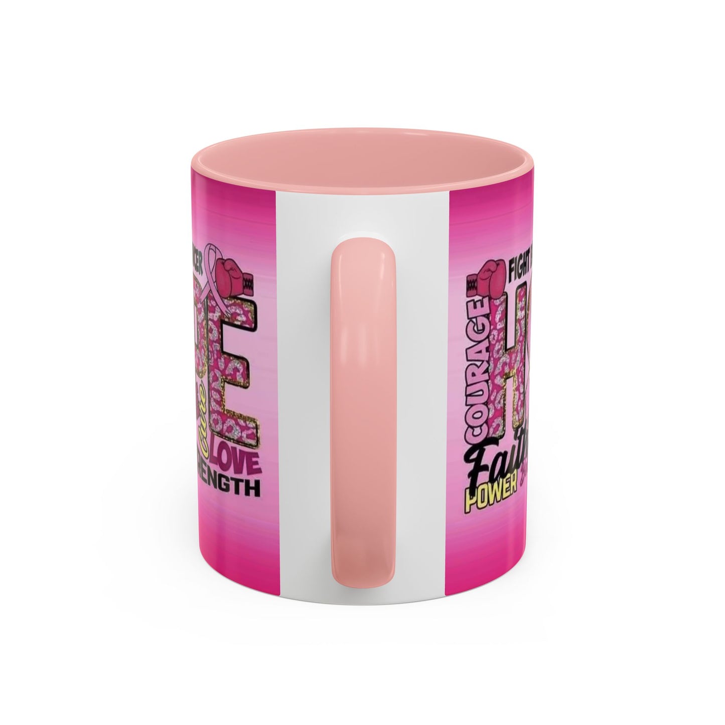Pink Fight Breast Cancer Two Tone Coffee Mug (11, 15oz)