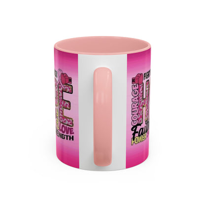 Pink Fight Breast Cancer Two Tone Coffee Mug (11, 15oz)