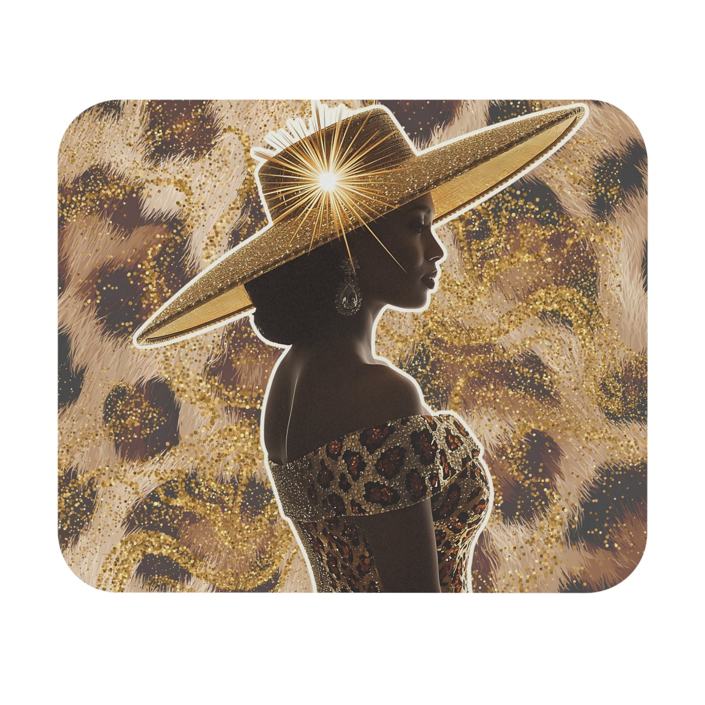 Glamorous Female Leopard Print Mouse Pad, Stylish Desk Accessory, Gift for Her, Computer Mat, Office Decor, Chic Home Office, Unique Gift