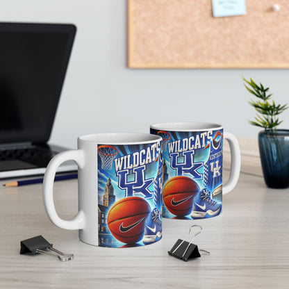 University of Kentucky Mug, NCAA Basketball Coffee Cup, U of K Ceramic Mug, Wildcats Fan Gift, 11oz Coffee Cup