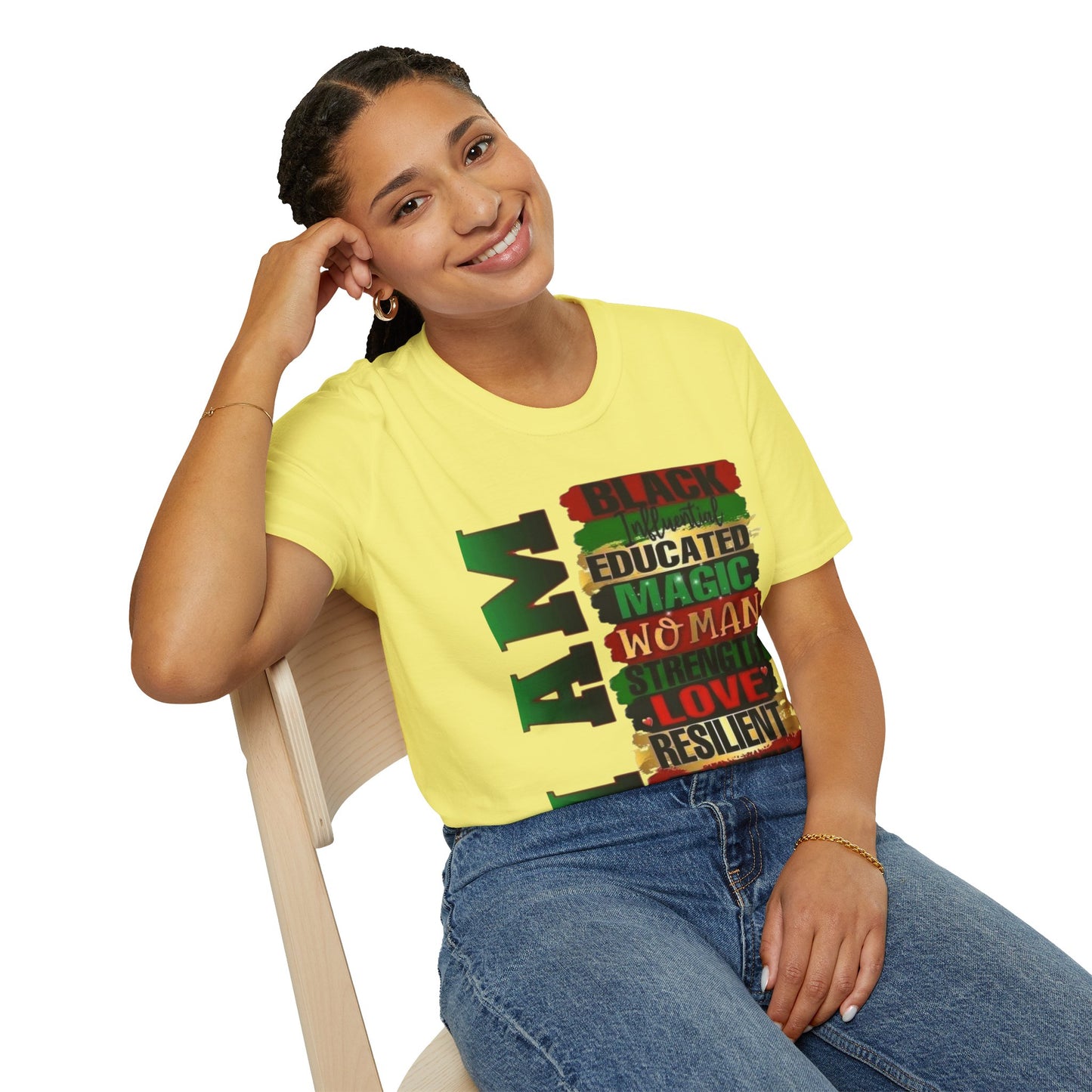 Empowering T-Shirt- I Am Black, Educated, Magic, Strong, Love, Resilient, Perfect for Celebrations, Gifts, Black History Month