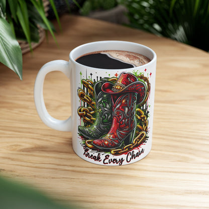 Black History Break Every Chain Boots on the Ground Ceramic Mug, Black Excellence Coffee Cup, Celebrate Black Heritage, 11oz 15oz