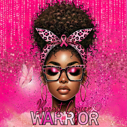 Pink Breast Cancer Awareness Editable Digital Template (with hair bun)