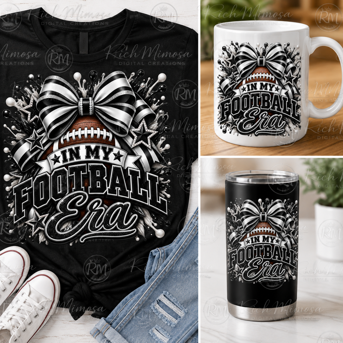 Black & White Football Sublimation PNG| Sports PNG