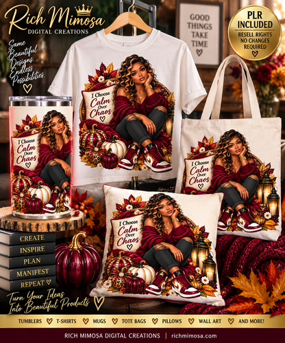 Black Woman Fall PNG Bundle | 10 Piece PLR Designs | PLR Design Sublimation PNG | Resell Rights Included