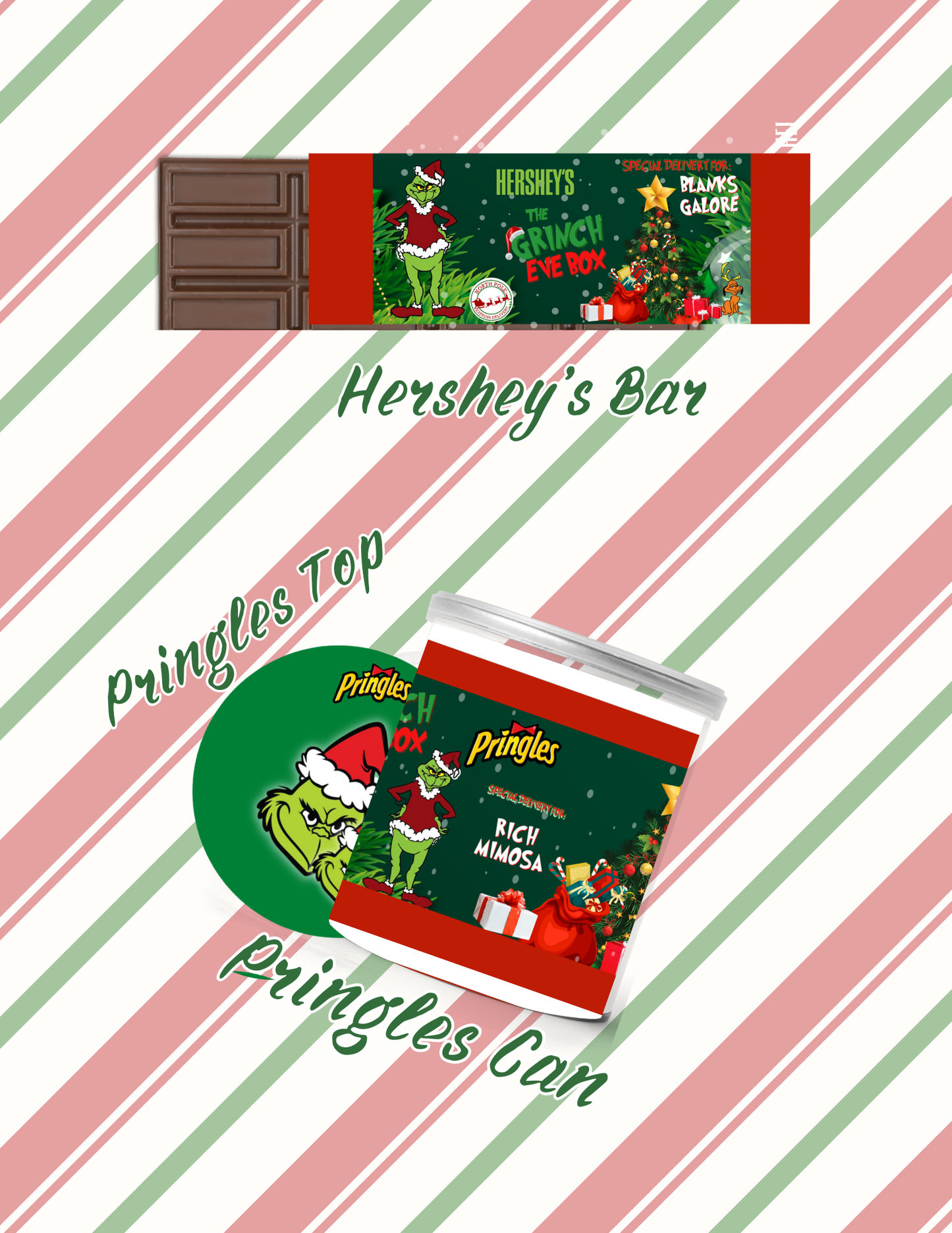 Christmas Party Favor Template Bundle, Grinch Eve Party Favors, Christmas Eve, Grinchmas Canva Designs & Templates (10 Editable Templates)