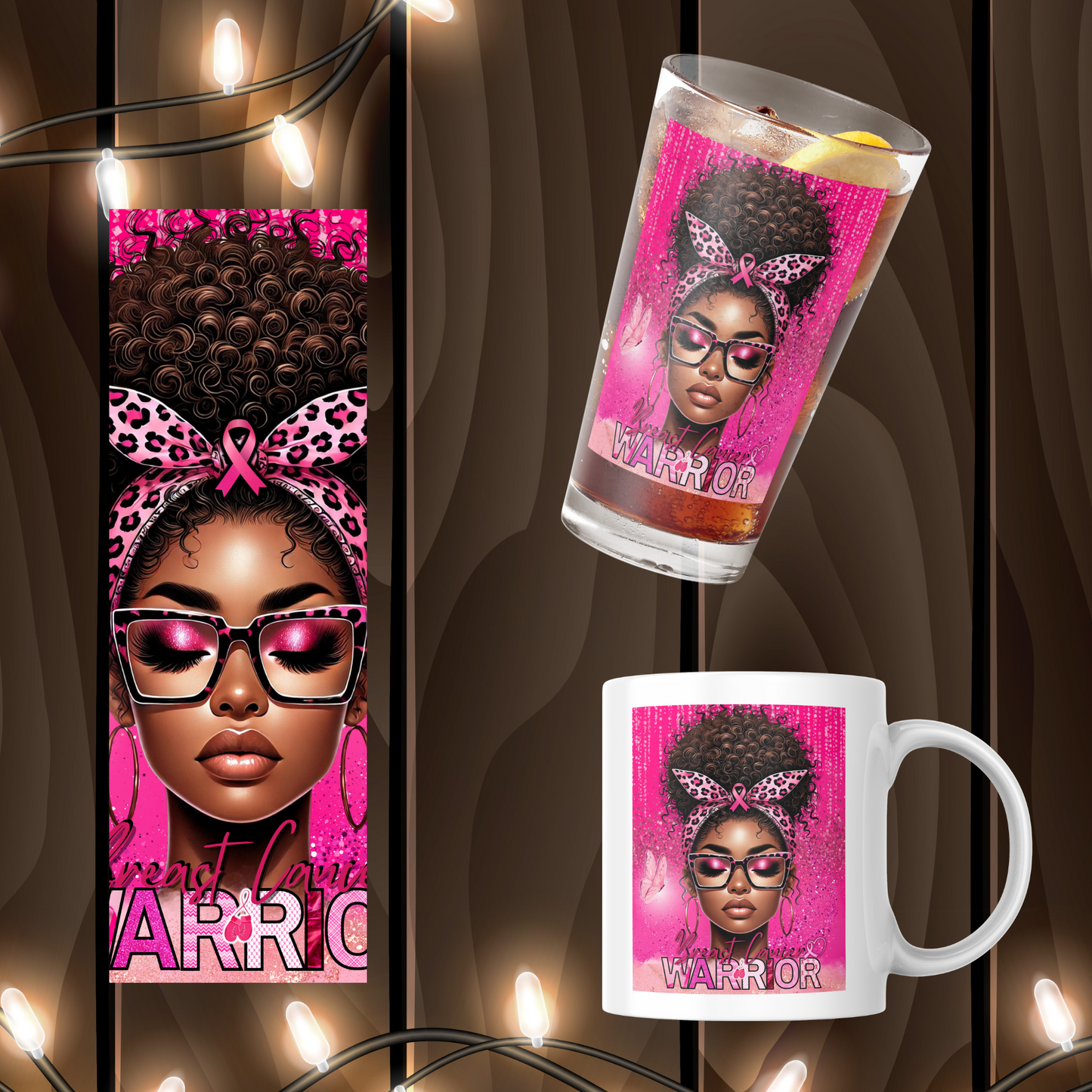 Pink Breast Cancer Awareness Editable Digital Template (with hair bun)