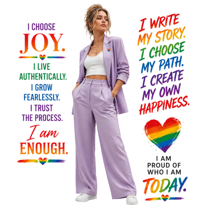 LGBTQ+ Motivational PNG Bundle | Pride Affirmation Sublimation Design | I Choose Joy | Digital Download