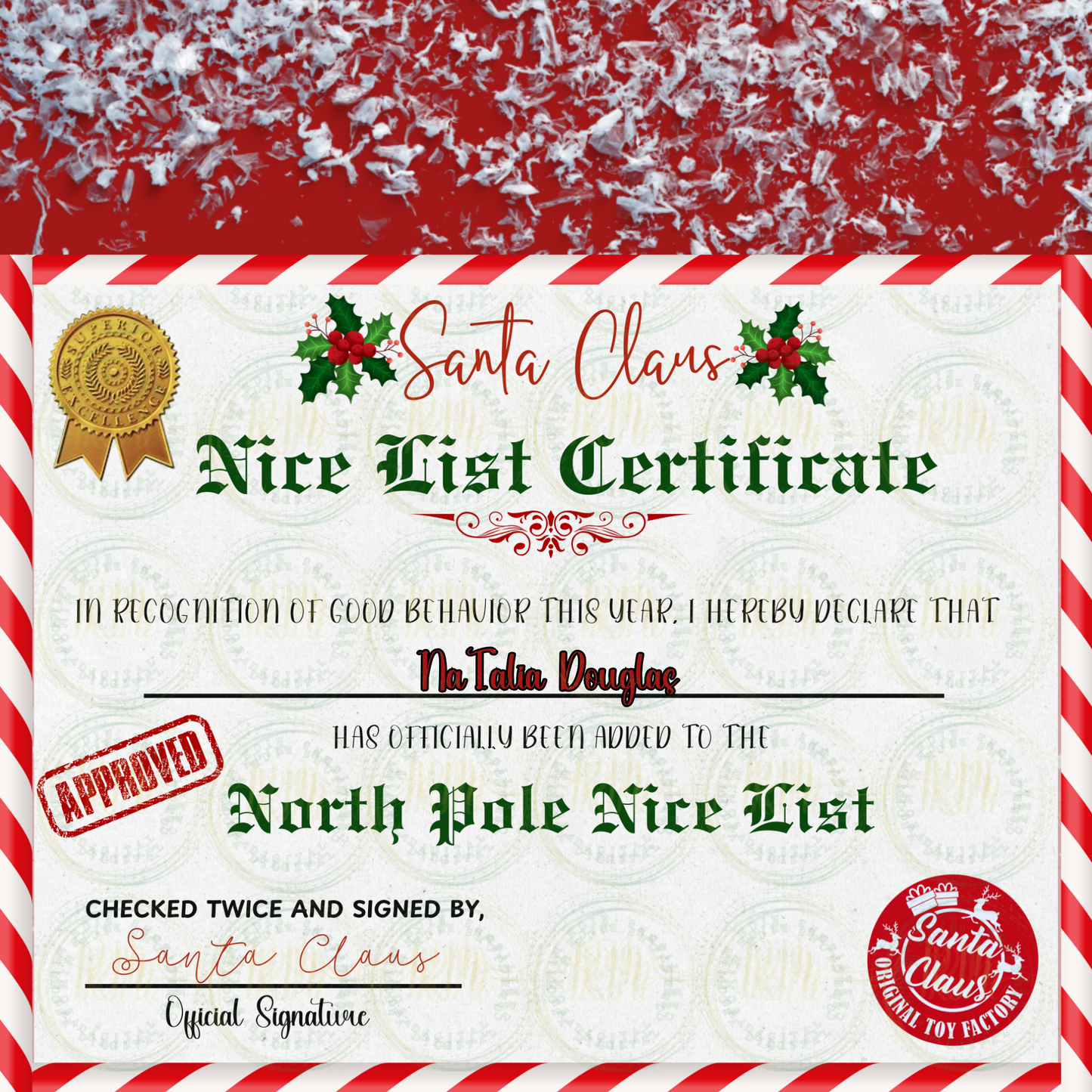Christmas Nice List Certificate, Editable Santa Claus Official Nice List Certificate, Nice List, Personalized Christmas Stocking Stuffers