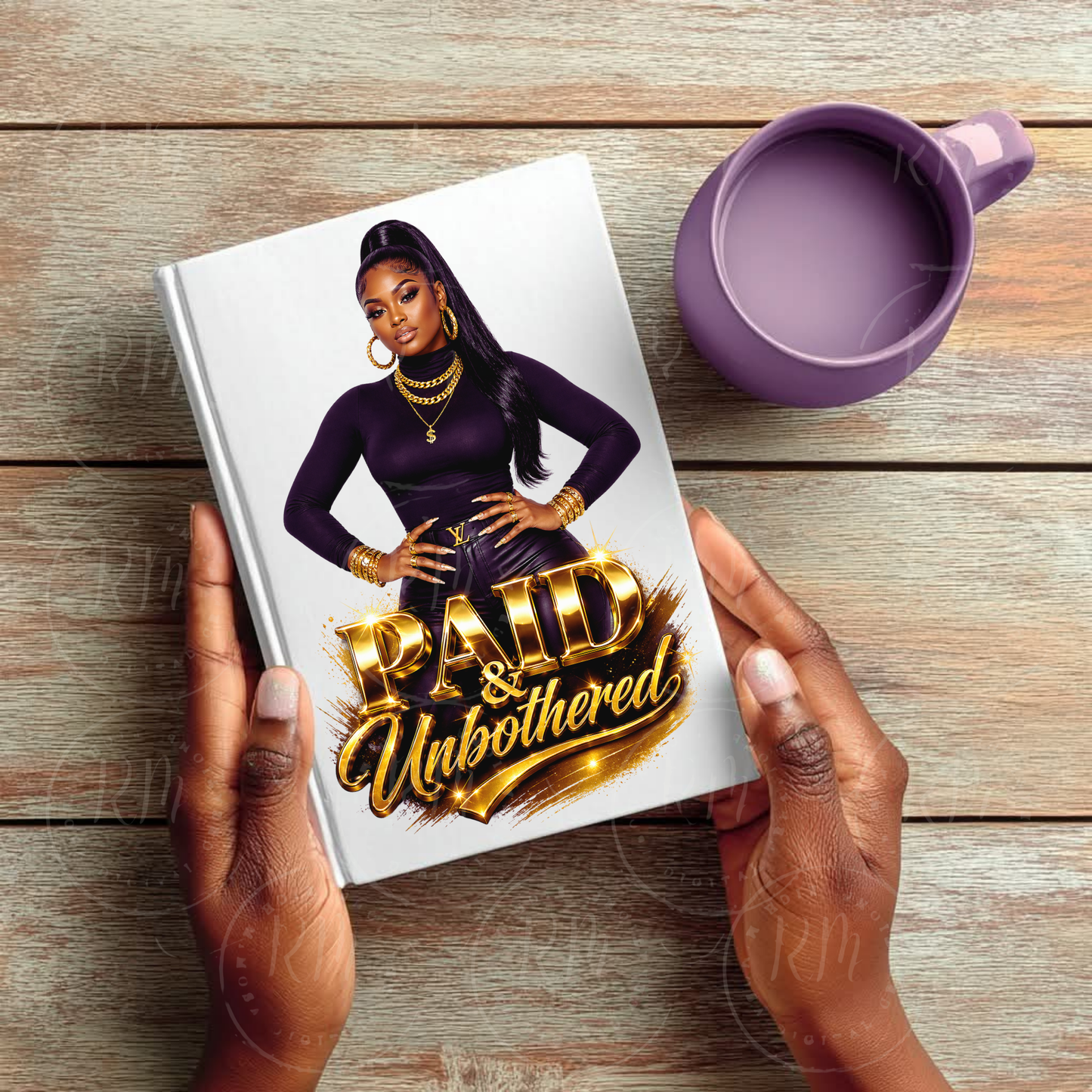 Paid and Unbothered Black Female PNG | Self Love Affirmation Design | Motivational Art | Digital Download
