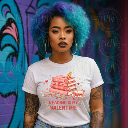 Reading Is My Valentine PNG, Book Lover Valentine Clipart (Digital Download)