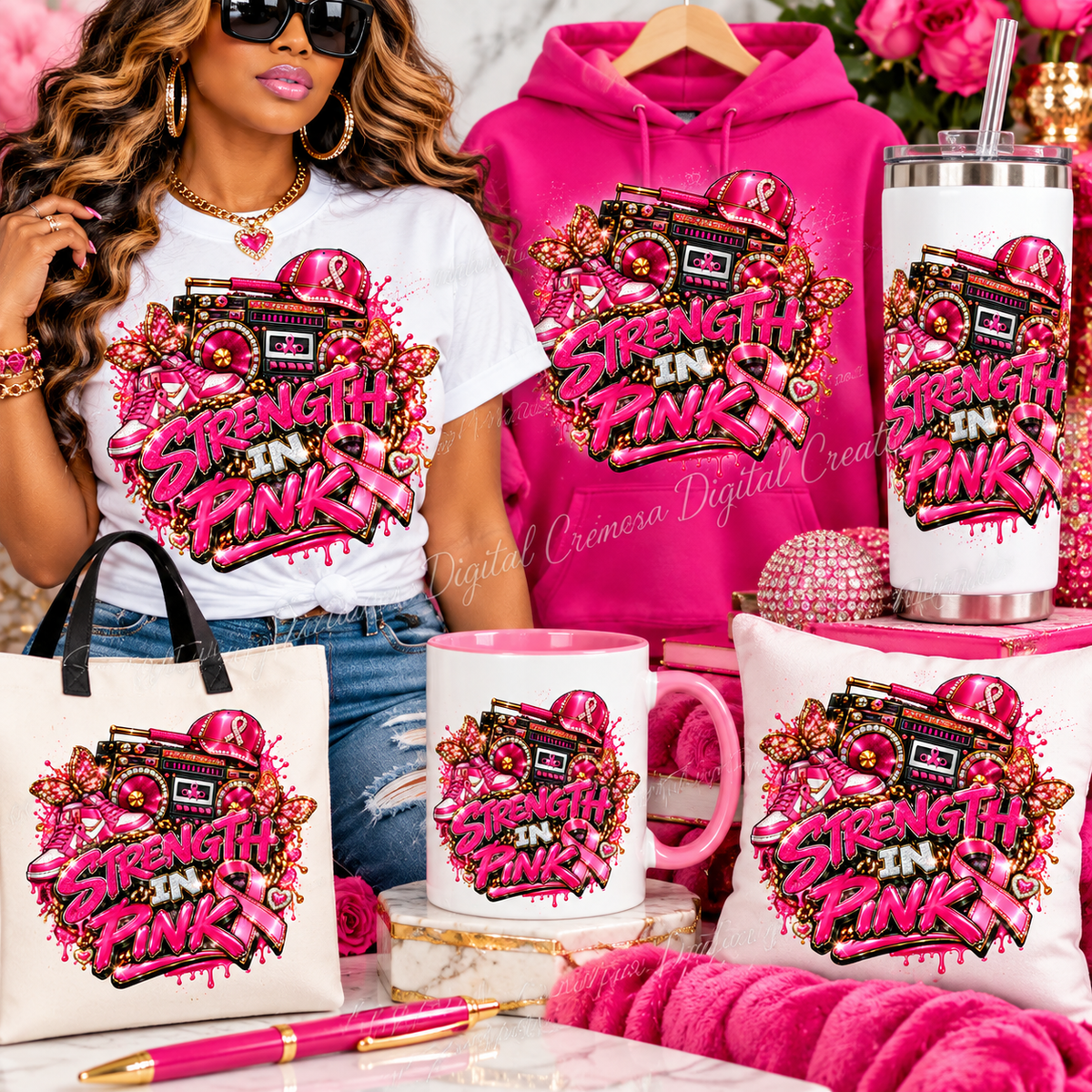 Breast Cancer Strength PNG + PLR Resell Rights