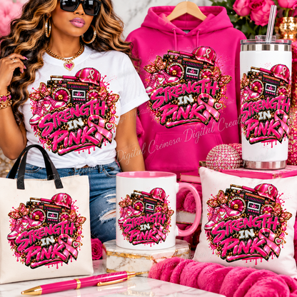 Breast Cancer Strength PNG + PLR Resell Rights