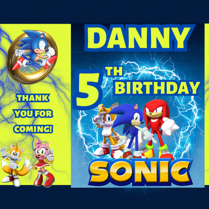 Sonic Party Favor Bundle Canva Design & Templates (8 Editable Templates)