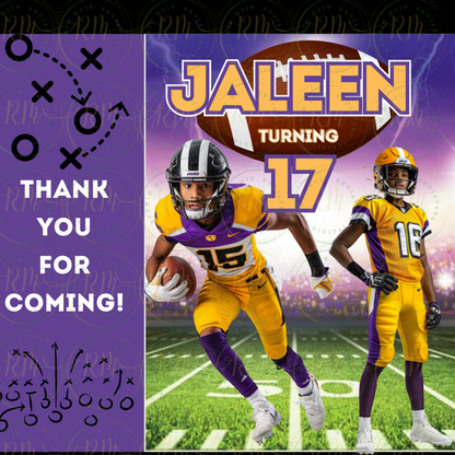 Football Party Favor Bundle Canva Designs & Templates (9 Editable Templates)