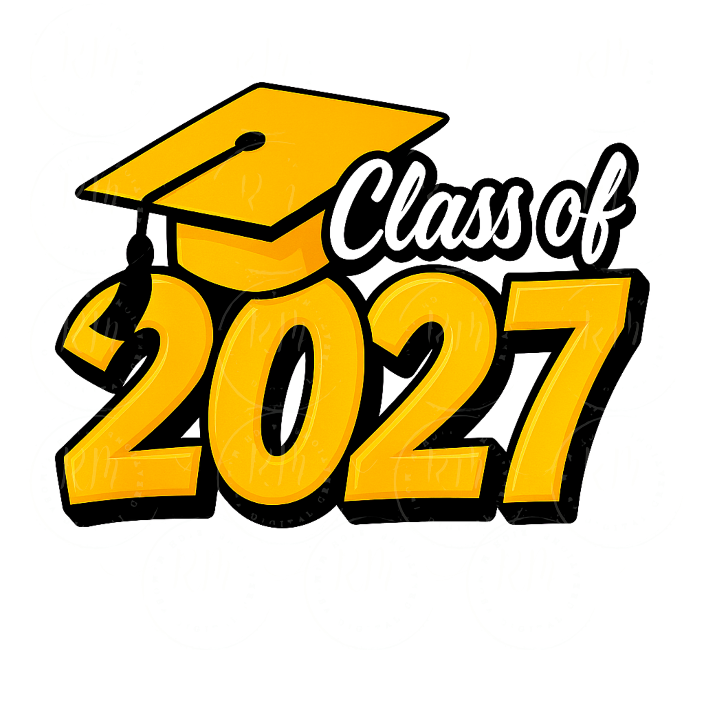 Class of 2027 PNG, Graduation PNG, Senior 2027 Sublimation Design, Yellow And Black Grad Cap PNG, Graduate Shirt Design Download