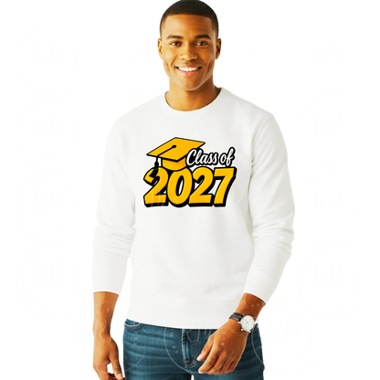 Class of 2027 PNG, Graduation PNG, Senior 2027 Sublimation Design, Yellow And Black Grad Cap PNG, Graduate Shirt Design Download