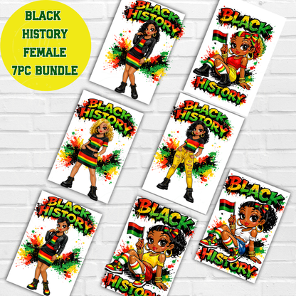 PLR Black Female PNG Clipart 7 Piece Bundle