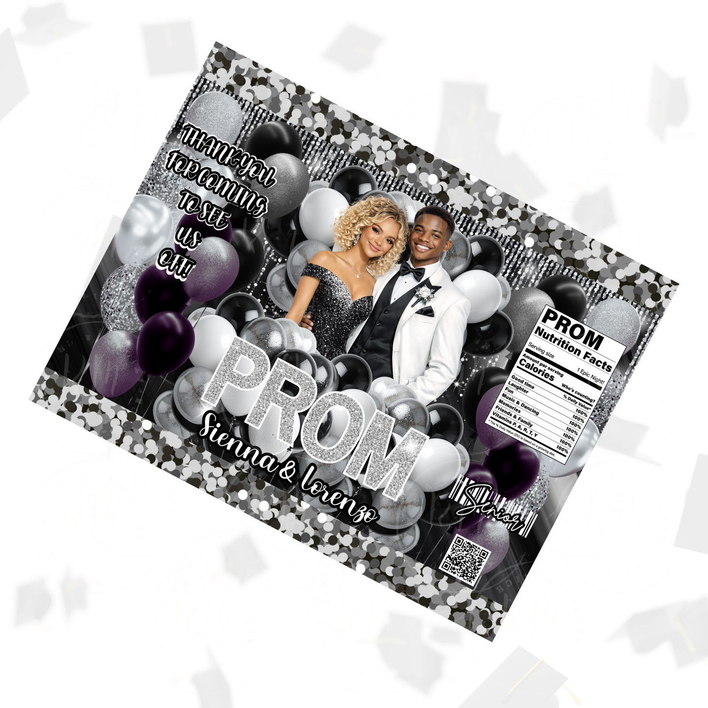 2026 Prom Chip Bag Template Silver Black: Editable Prom Send Off Party Favor (Digital Download)