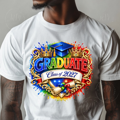 Graduate Class of 2027 PNG Design | Colorful Senior Graduation Sublimation Graphic for Shirts, Hoodies, Tumblers & Gifts