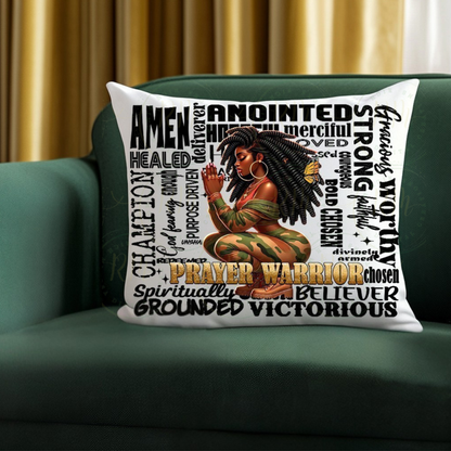 Prayer Warrior Pillow PNG, Melanin Camo Art (Digital Download)