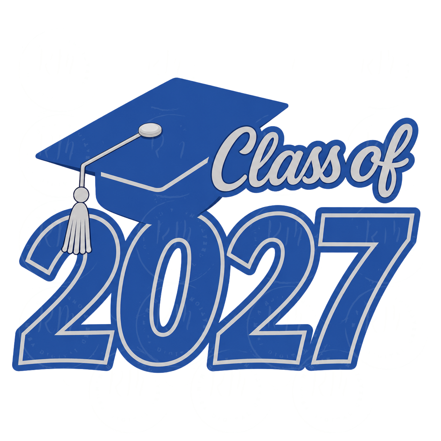 Class of 2027 PNG, Graduation PNG, Senior 2027 Sublimation Design Blue And Gray Grad Cap PNG, Graduate Shirt Design Download
