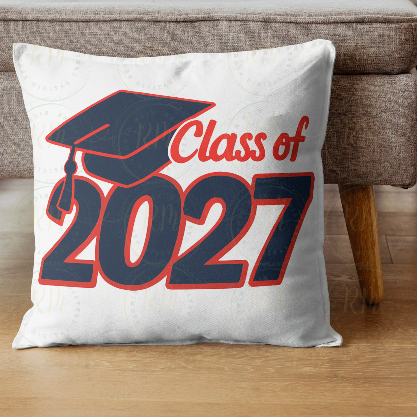 Class of 2027 PNG, Graduation PNG, Senior 2027 Sublimation Design Blue And Red Grad Cap PNG, Graduate Shirt Design Download