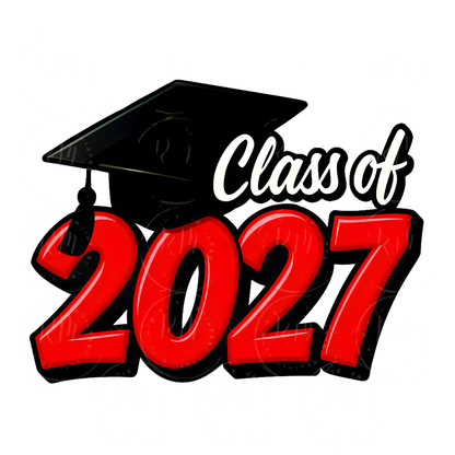 Class of 2027 PNG, Graduation PNG, Senior 2027 Sublimation Design, Red, Black and White Grad Cap PNG, Graduate Shirt Design Download (Copy)