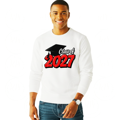 Class of 2027 PNG, Graduation PNG, Senior 2027 Sublimation Design, Red, Black and White Grad Cap PNG, Graduate Shirt Design Download (Copy)