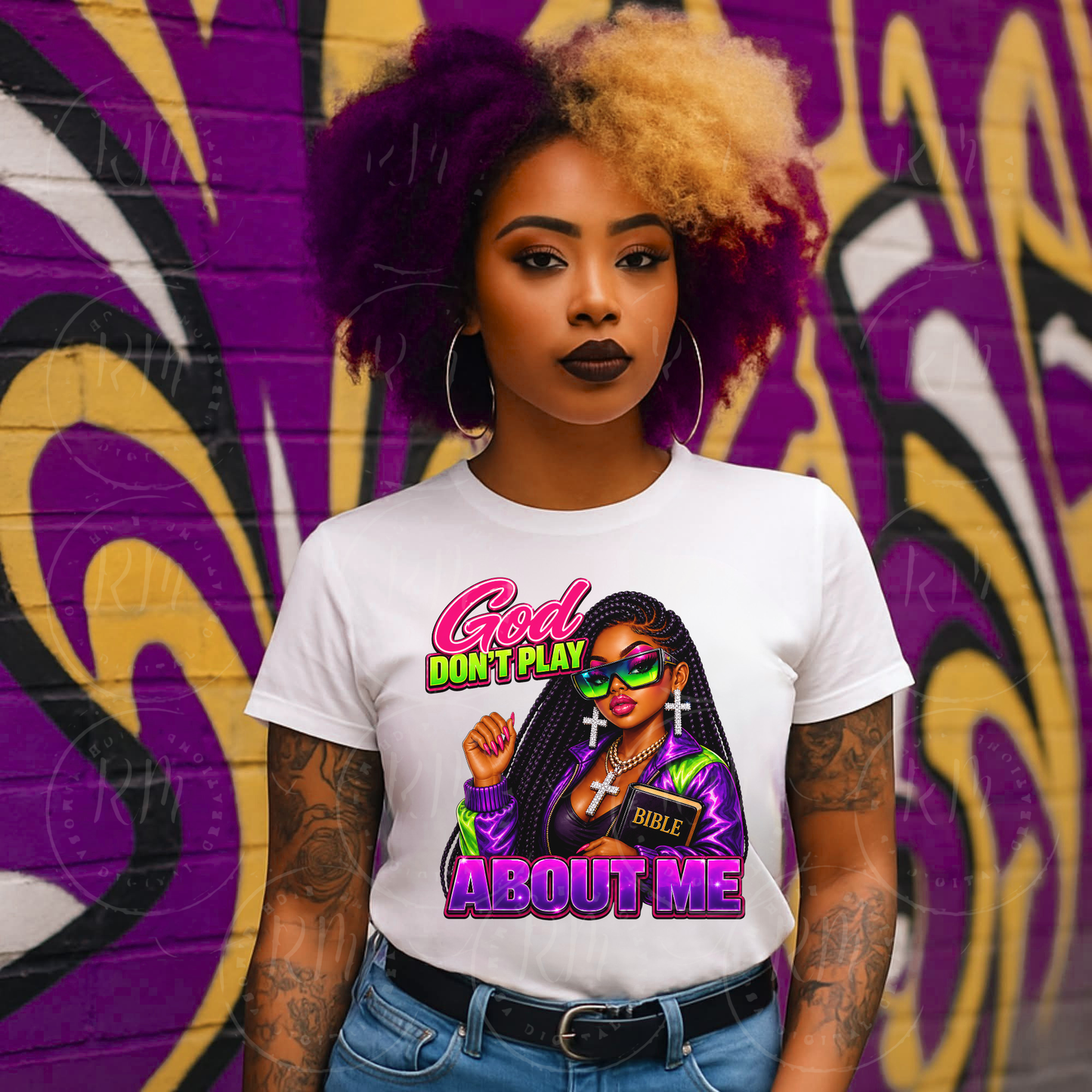 God Don’t Play About Me PNG, Faith Based Baddie Design, Christian Girl Sublimation, Afro Woman Graphic, Bible Quote PNG