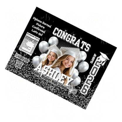 2026 Graduation Chip Bag Template, Editable Black, Gray and White Grad Party Favor, 2026 Grad Chip Bag, Unique Grad Gifts for Grad Party
