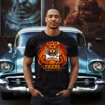 Grambling Tigers Basketball PNG: Fiery HBCU Sports Design (Digital Download)