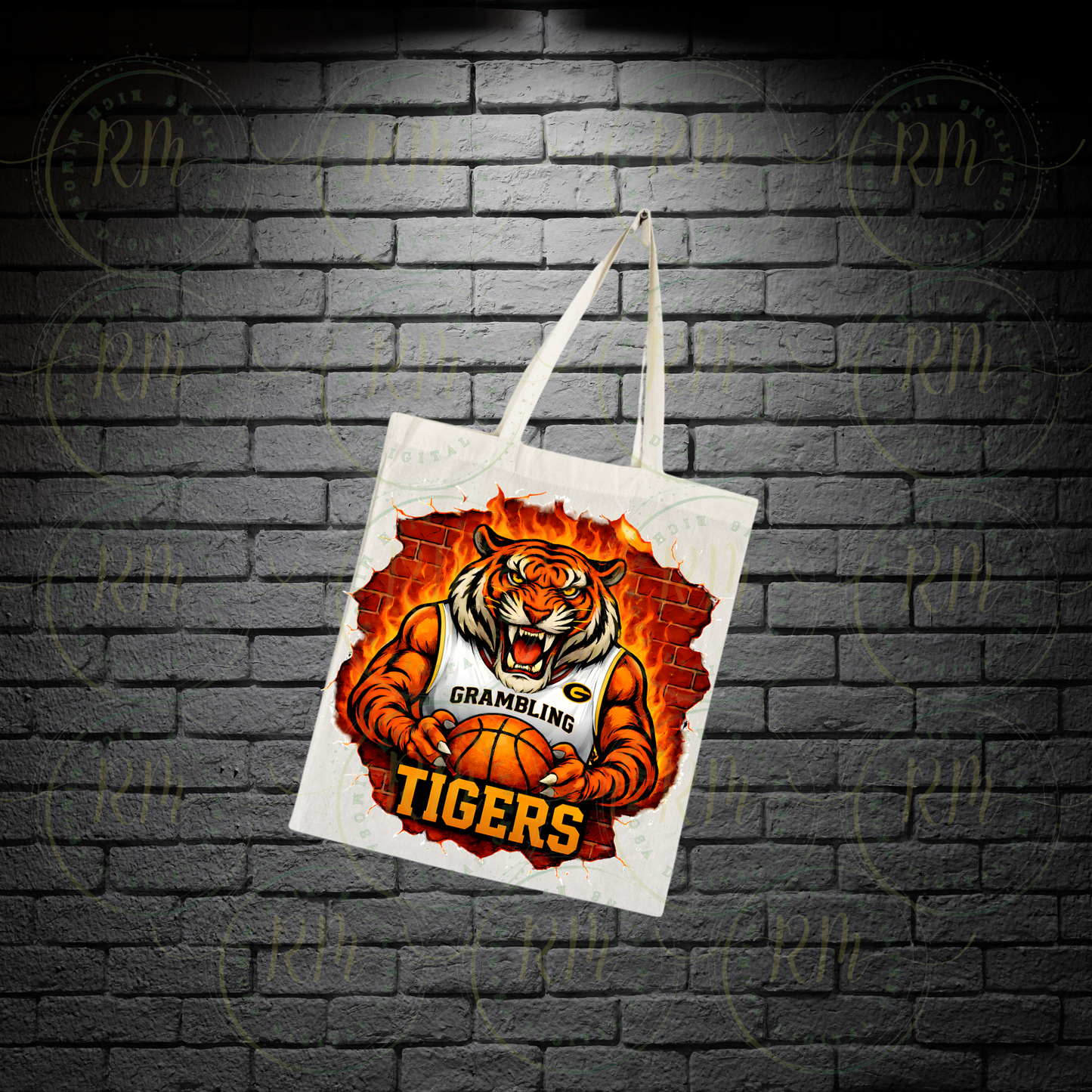 Grambling Tigers Basketball PNG: Fiery HBCU Sports Design (Digital Download)
