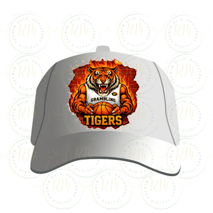 Grambling Tigers Basketball PNG: Fiery HBCU Sports Design (Digital Download)
