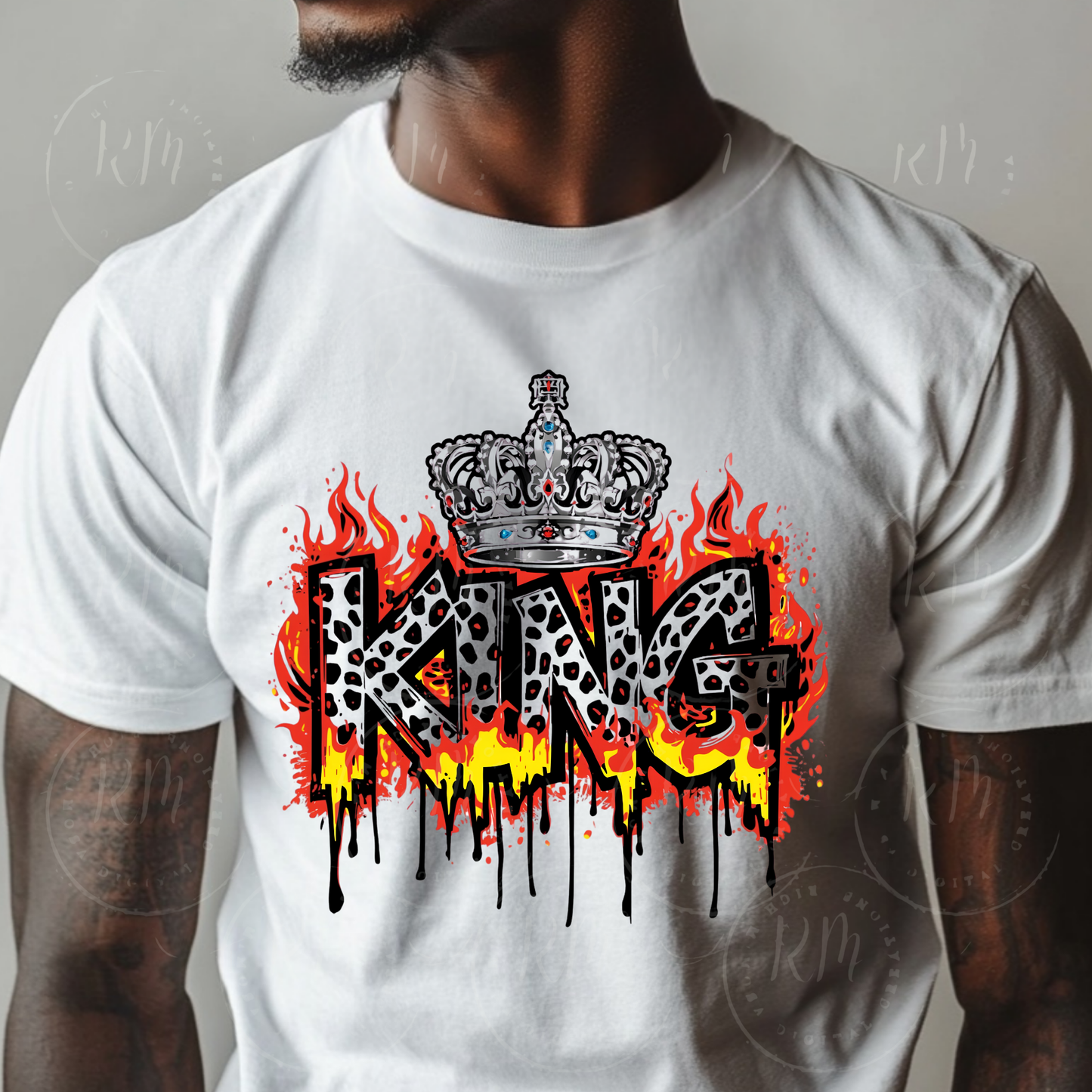 King PNG, Transparent Crown Flame Graphic, Animal Print Sublimation Design, T-Shirt PNG Download