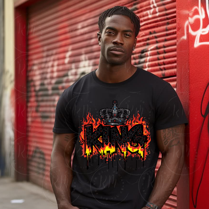 King PNG, Transparent Crown Flame Graphic, Animal Print Sublimation Design, T-Shirt PNG Download