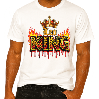 Leo King PNG, Zodiac King Sublimation Design, Transparent Leopard Print Flame Crown PNG
