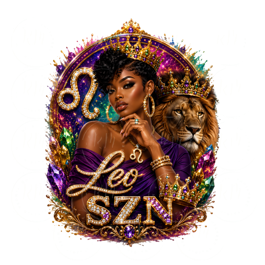Leo SZN Queen PNG | Leo Zodiac Queen Clipart | Transparent Astrology PNG | Black Woman Zodiac Design | Sublimation PNG |