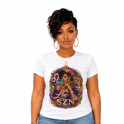 Leo SZN Queen PNG | Leo Zodiac Queen Clipart | Transparent Astrology PNG | Black Woman Zodiac Design | Sublimation PNG |