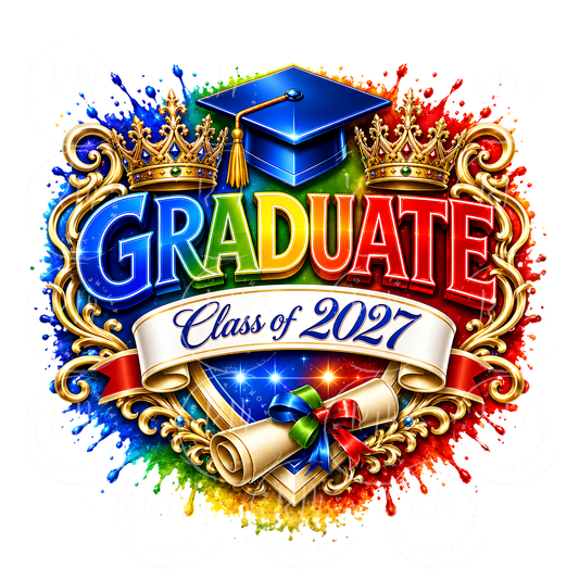 Graduation Class of 2027 PNG, Multicolor Graduation Clipart, Sublimation Design (Digital Download)