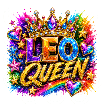 Leo Queen PNG | Zodiac Queen Crown Sublimation Design | Leo Zodiac PNG | Colorful Leo Queen Digital Download