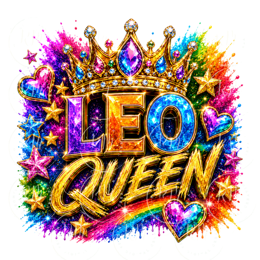 Leo Queen PNG | Zodiac Queen Crown Sublimation Design | Leo Zodiac PNG | Colorful Leo Queen Digital Download