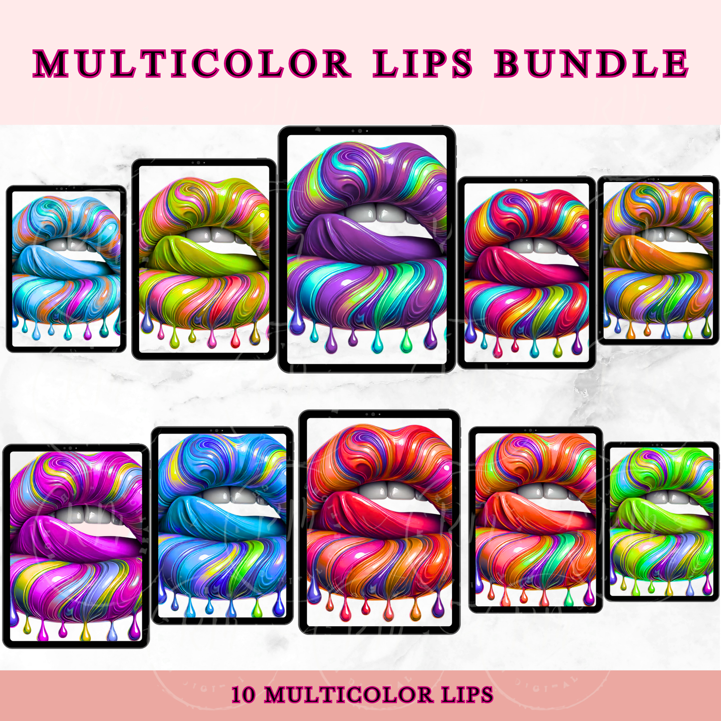 Multicolor Lip Bundle Clipart 10-piece
