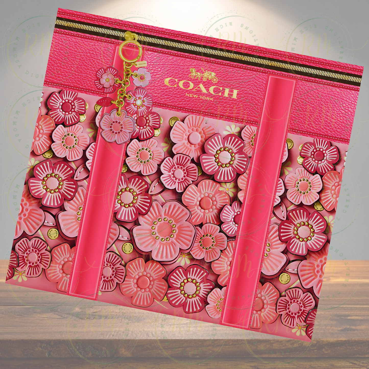 Pink Floral Purse Tumbler Wrap | Sublimation Design (9.3x8.2in PNG) (Digital Download)