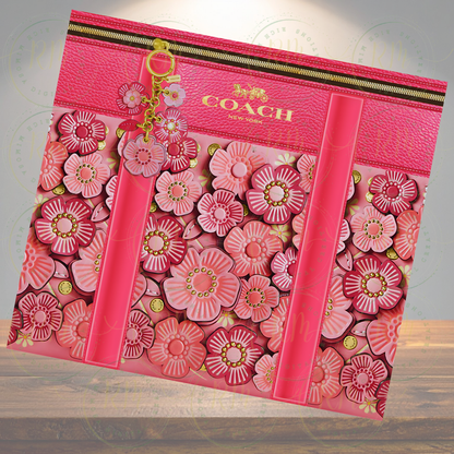 Pink Floral Purse Tumbler Wrap | Sublimation Design (9.3x8.2in PNG) (Digital Download)
