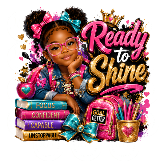 Freebie Back to School Black Girl PNG | PLR Sublimation Design | Resell Rights Included