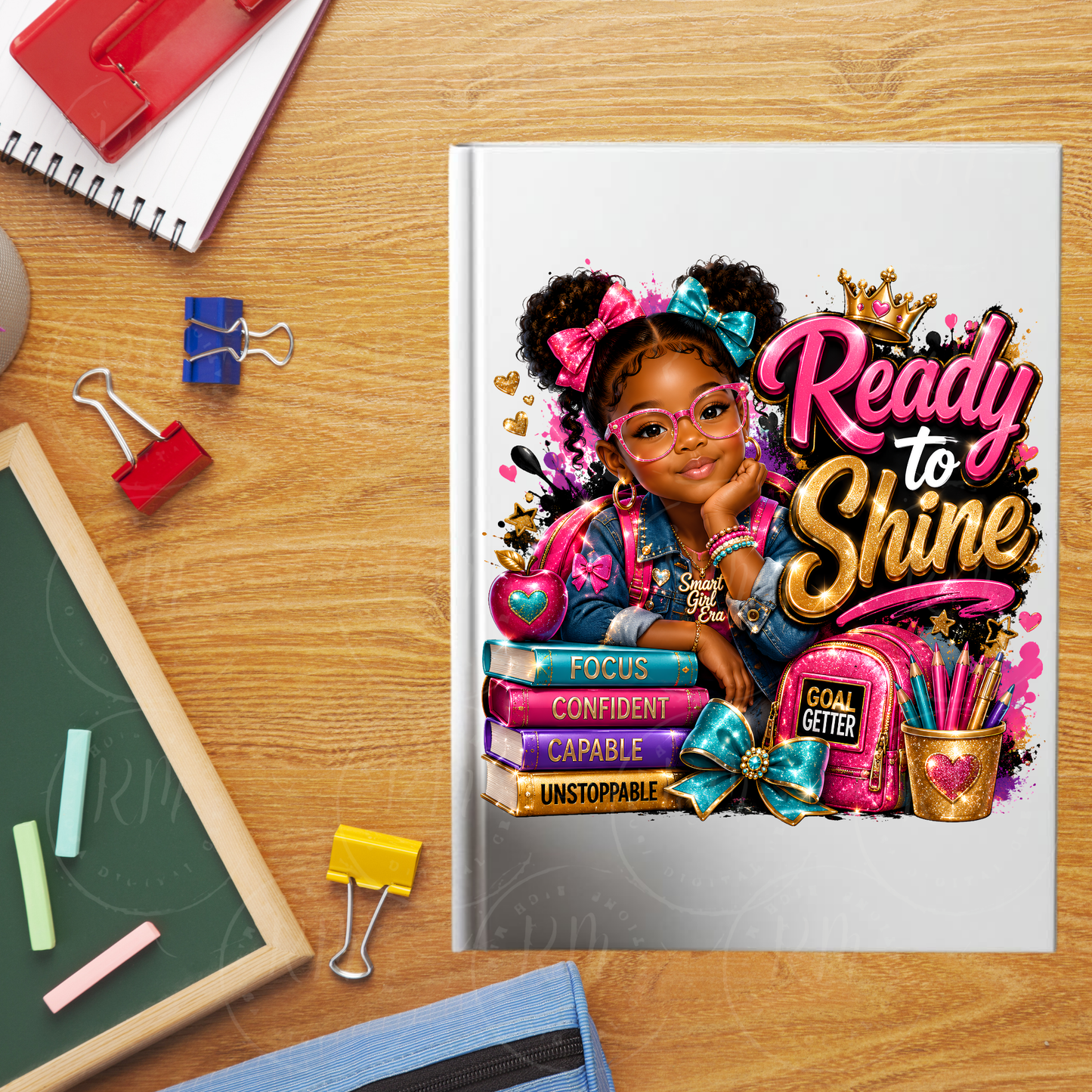 Freebie Back to School Black Girl PNG | PLR Sublimation Design | Resell Rights Included
