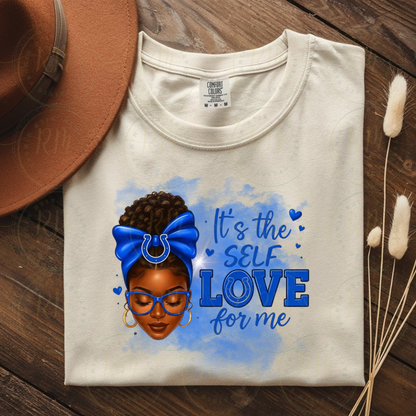 Self Love PNG Clipart | Blue Affirmation Digital Download | Afro Woman Sublimation Design | Mental Health Quote PNG | T-Shirt & Mug Design