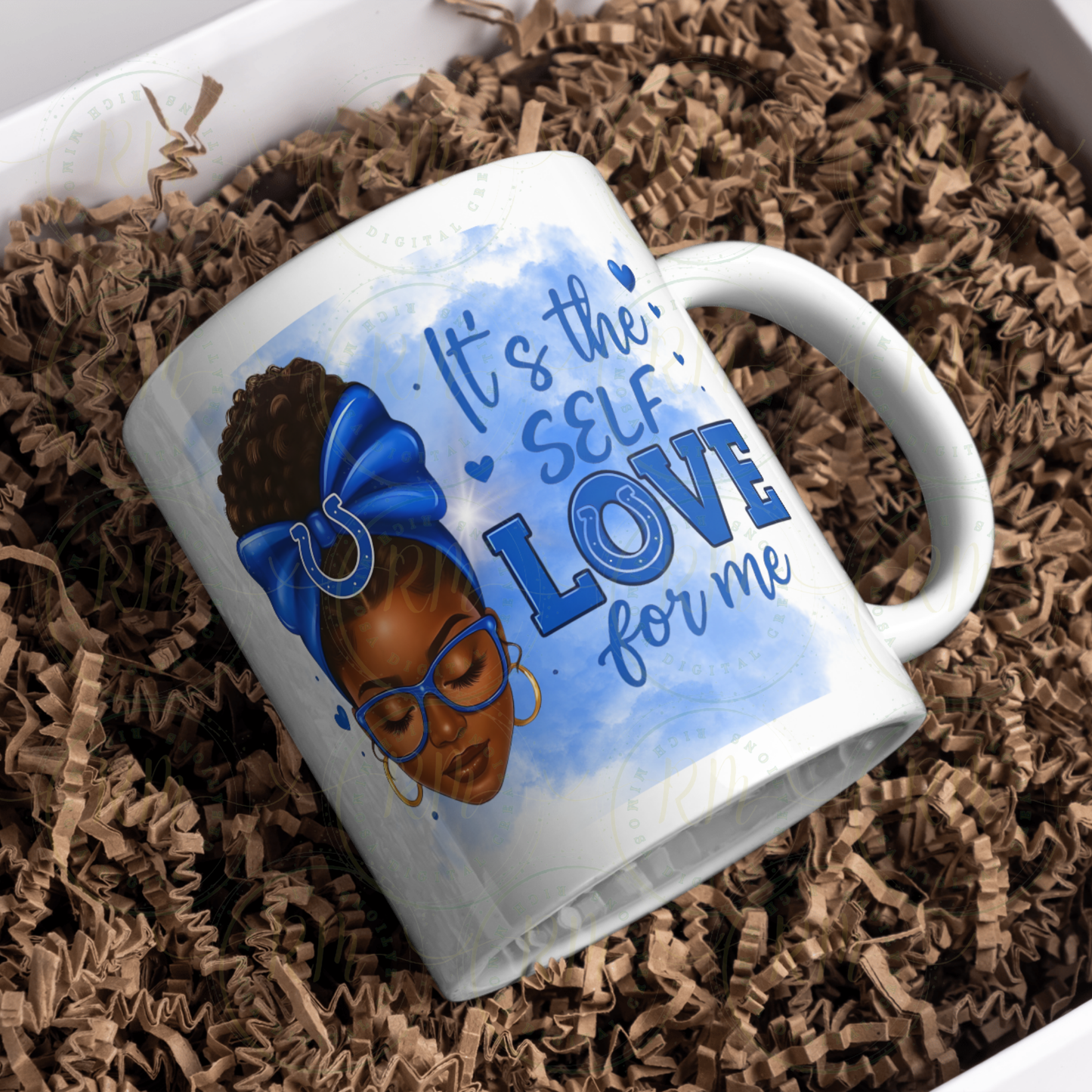 Self Love PNG Clipart | Blue Affirmation Digital Download | Afro Woman Sublimation Design | Mental Health Quote PNG | T-Shirt & Mug Design